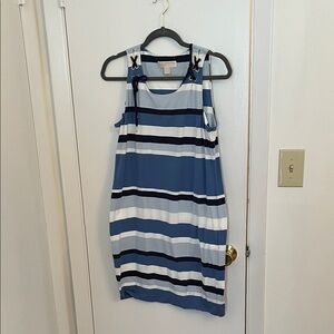 MICHAEL Michael Kors Blue and White Striped Dress